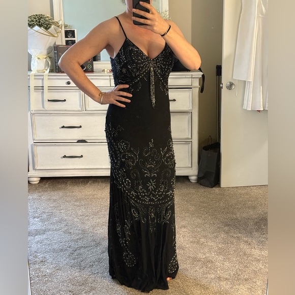 Vintage Sue Wong Nocturne Silk Black Beaded Formal Gown Sz 10 - Picture 9 of 13